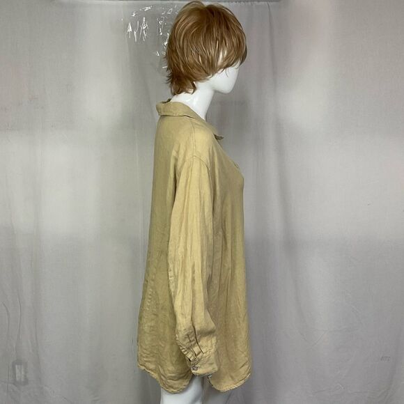 NU Construction 100% Linen Boho Lagenlook Ling Sleeves Button Up Shirt Size 1X - Picture 4 of 12